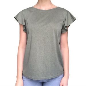 Land’s end ruffle short sleeve olive green tee